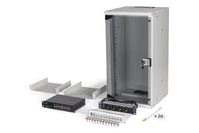 DIGITUS Netzwerk-Set SOHO Pro, 254 mm (10") - 12HE, 315 x 300 mm (B x T) DN-49104-SET