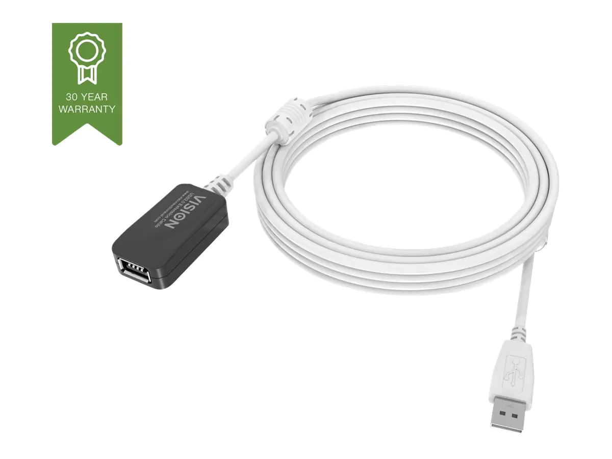 Vision Techconnect - USB-Verlängerungskabel - USB (W) bis USB (M) - USB 2.0 - 5 m - aktiv - weiß