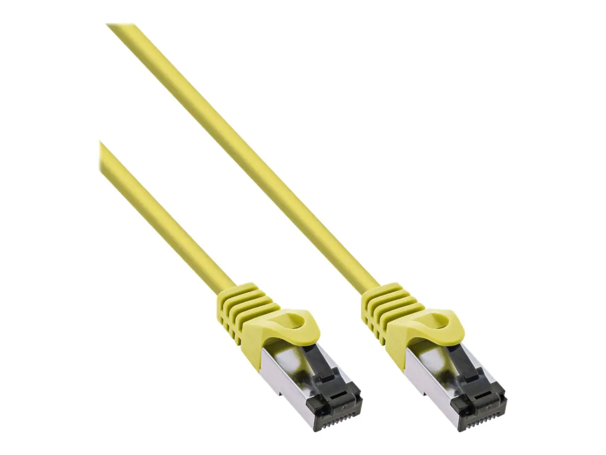 InLine - Patch-Kabel - RJ-45 (M) zu RJ-45 (M) - 10 m - SFTP, PiMF - CAT 8.1 - IEEE 802.3af/IEEE 802.3at - halogenfrei, geformt, rund, ohne Haken, verseilt, hauchvergoldete Kontakte - Gelb