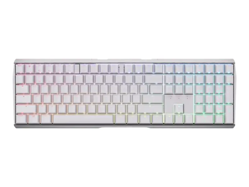 CHERRY MX 3.0S - Tastatur - Hintergrundbeleuchtung - kabellos - 2.4 GHz, Bluetooth 5.2 - AZERTY - Französisch - Tastenschalter: CHERRY MX Red - weiß