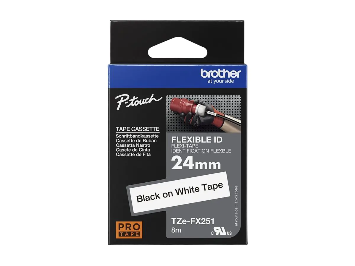 Brother TZe-FX251 - Klebstoff - Schwarz auf Weiß - Rolle (2,4 cm x 8 m) TZEFX251