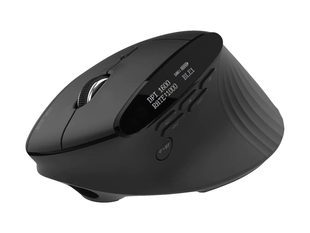 Acer Smart Fit - Maus - vertikal - ergonomisch - Laser - 10 Tasten - kabellos - 2.4 GHz, Bluetooth