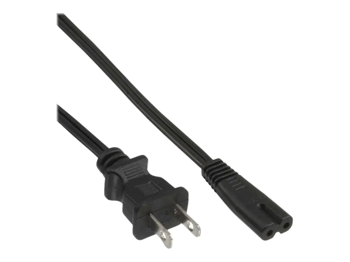 InLine - Stromkabel - NEMA 1-15 (S) zu power IEC 60320 C7 - 250 V - 2.5 A - 1.8 m - Schwarz - Japan