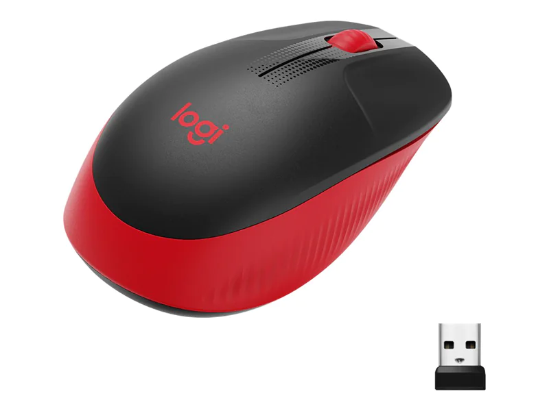Logitech M190 - Maus - optisch - 3 Tasten - kabellos - kabelloser Empfänger (USB) - Rot