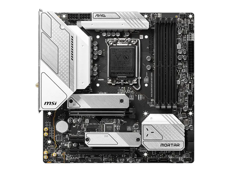 MSI MAG B660M MORTAR WIFI DDR4 - Motherboard - micro ATX - LGA1700-Sockel - B660 Chipsatz - USB-C Gen2, USB 3.2 Gen 1, USB 3.2 Gen 2, USB-C Gen 2x2 - 2.5 Gigabit LAN, Wi-Fi 6, Bluetooth - Onboard-Grafik (CPU erforderlich) - HD Audio (8-Kanal)