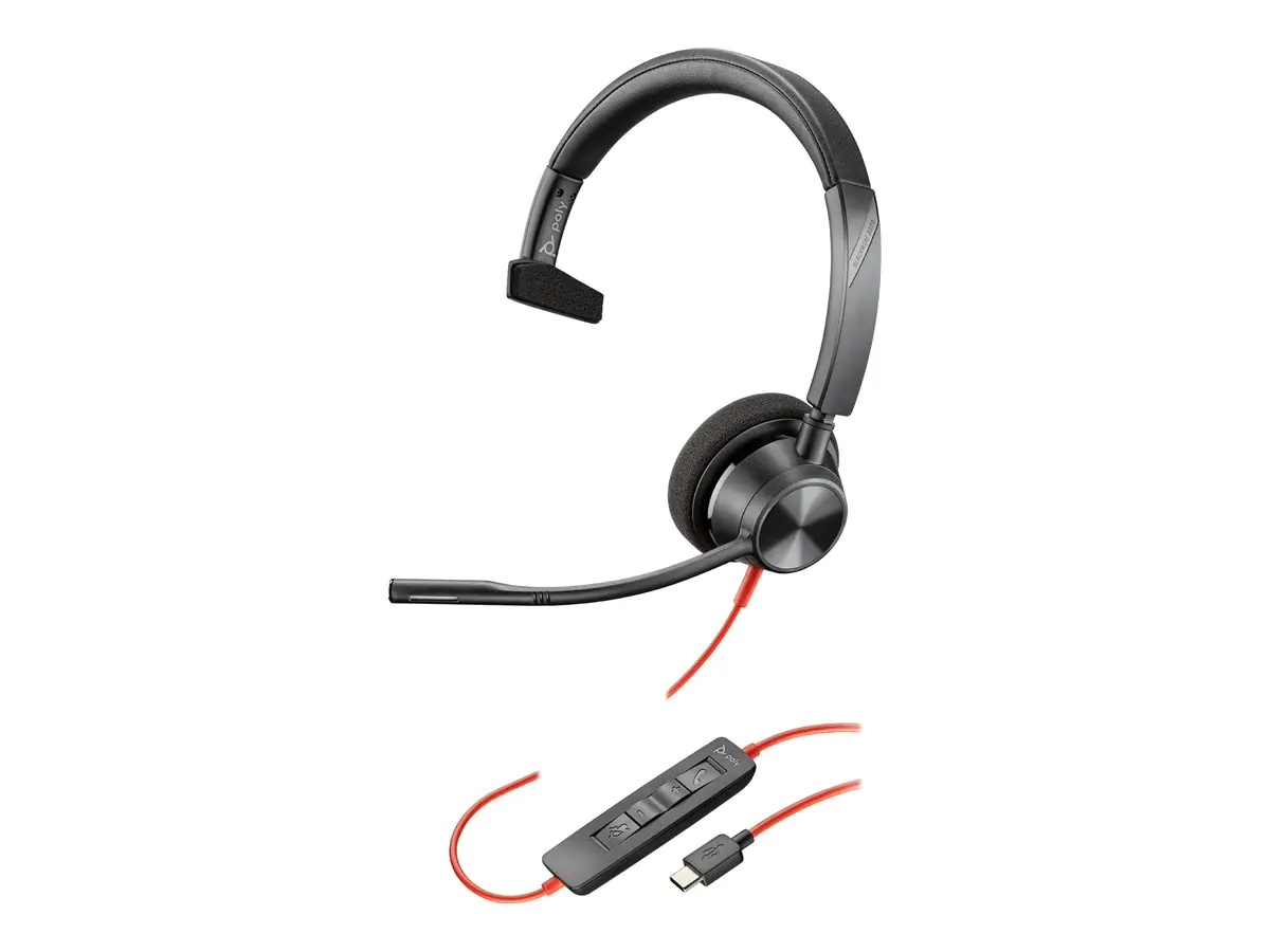 Poly Blackwire 3310 - Blackwire 3300 series - Headset - On-Ear - kabelgebunden - USB-A - Schwarz - Zertifiziert für Microsoft Teams, UC-zertifiziert