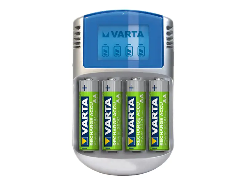 Varta LCD Charger - 2-4 Std. Batterieladegerät - (für 4xAA/AAA) + AC-Netzteil + Kfz-Netzteil - 4 x Batterien laden - 1400 mA