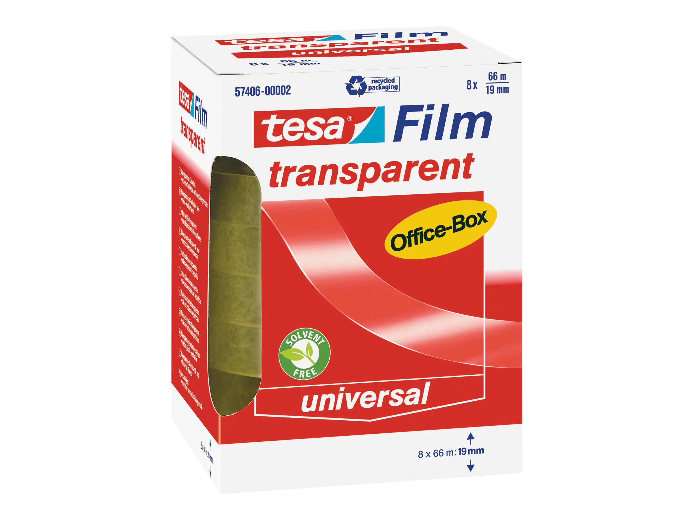 Tesa Tesafilm - Büro-Klebeband - 19 mm x 66 m - Polypropylenfolie - transparent (Packung mit 8) 57406-00002