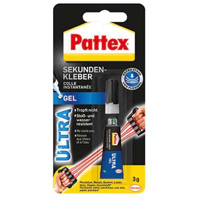Pattex Sekundenkleber Ultra Gel Gummi, Leder, Keramik, Holz, Pappe Punktdüse 3g