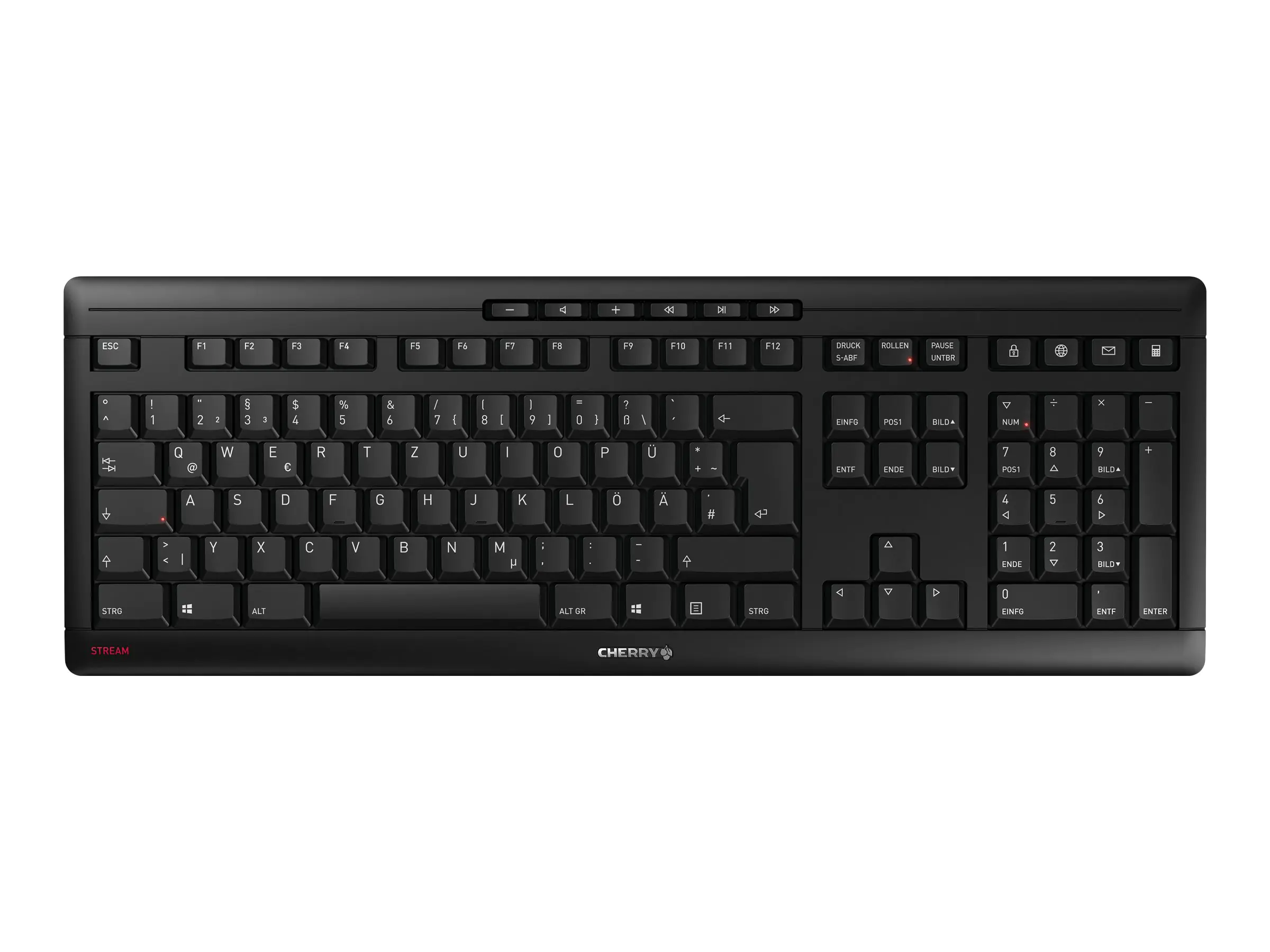 CHERRY STREAM KEYBOARD WIRELESS - Tastatur - kabellos - 2.4 GHz - QWERTZ - Deutsch - Tastenschalter: CHERRY SX - Schwarz