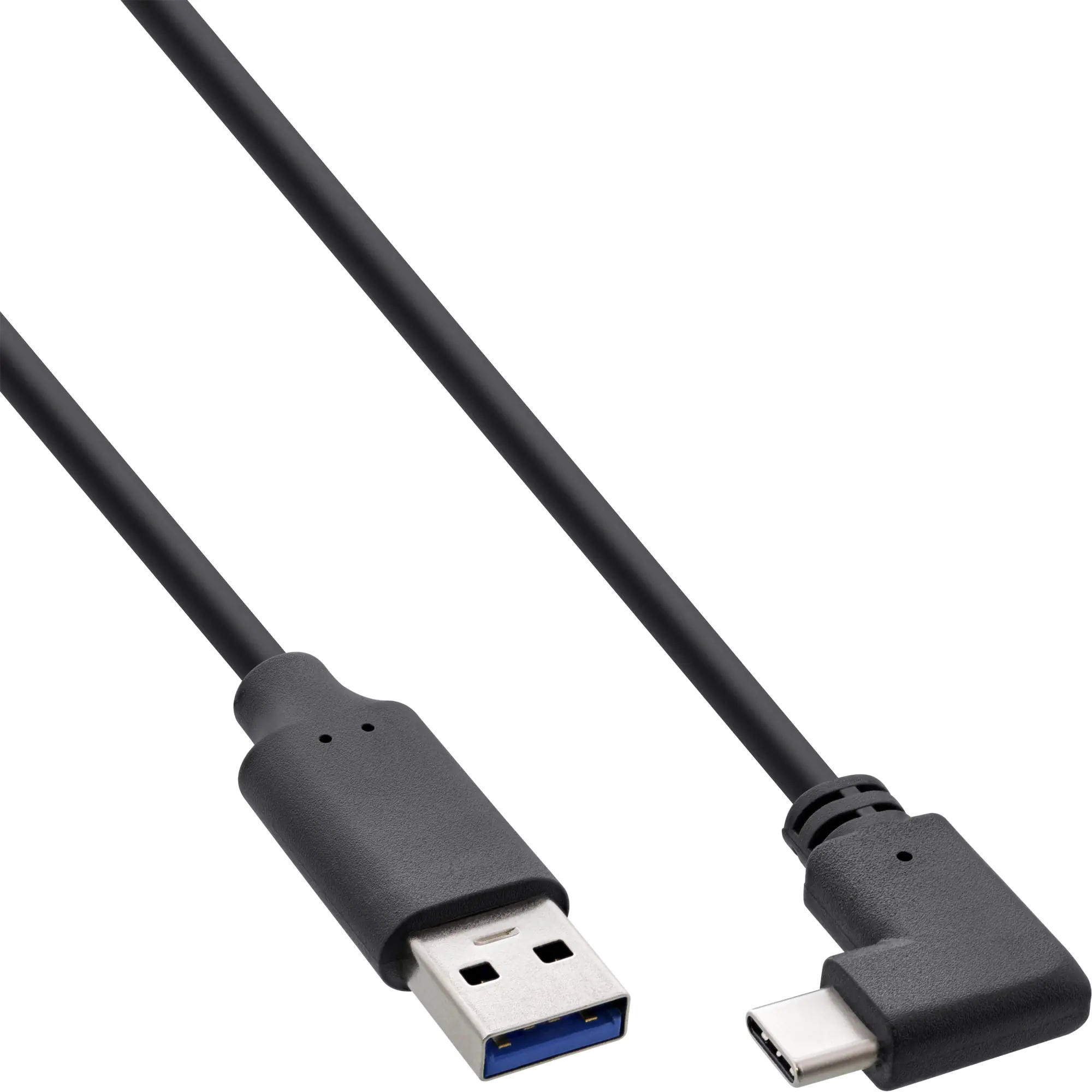 InLine - USB-Kabel - 24 pin USB-C (M) gewinkelt zu USB (M) - USB 3.2 - 5 V - 3 A - 1 m - bis zu 10 Gbps Datentransferrate - Schwarz