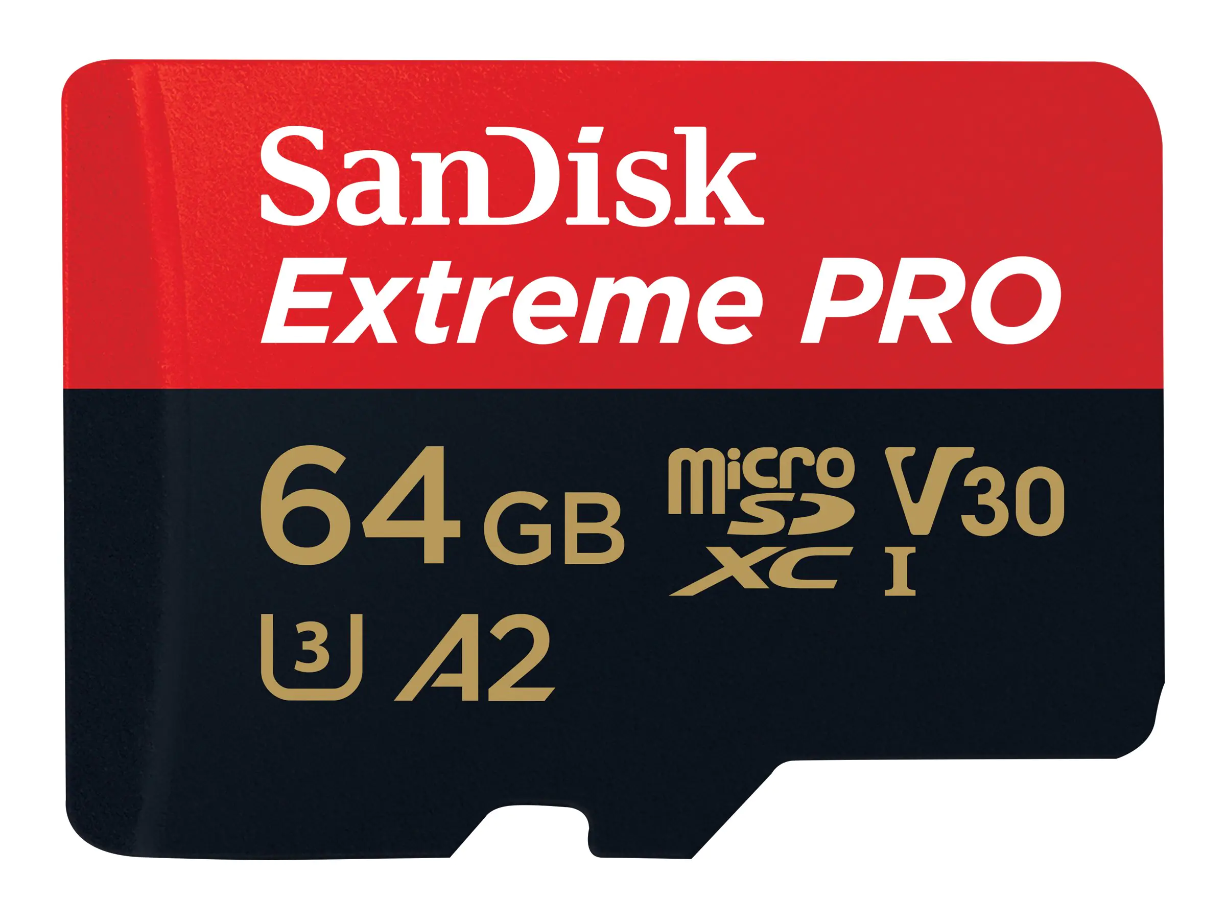 SanDisk Extreme Pro - Flash-Speicherkarte (microSDXC-an-SD-Adapter inbegriffen) - 64 GB - A2 / Video Class V30 / UHS-I U3 / Class10 - microSDXC UHS-I