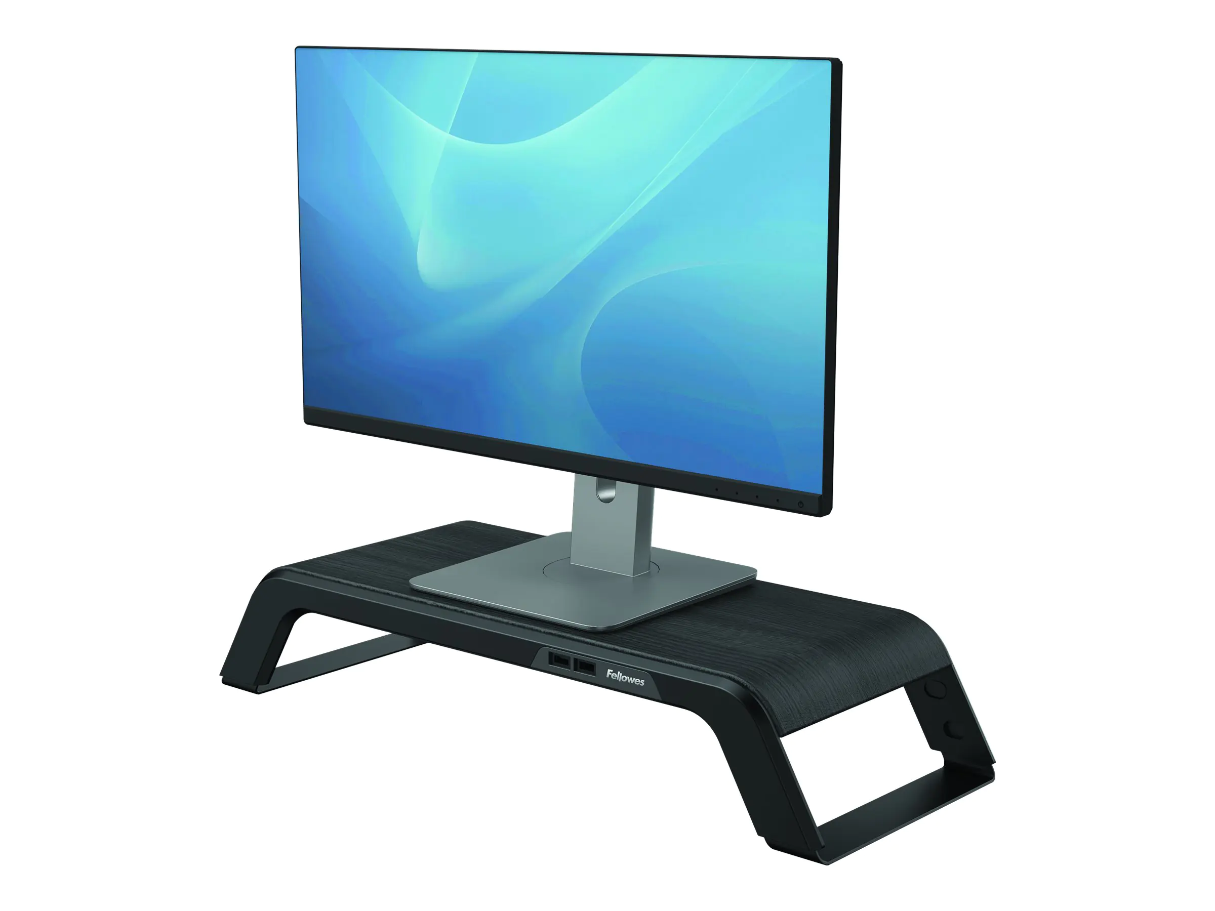 Fellowes Hana Monitor Support - Aufstellung - für Monitor - Stahl, Asche-Furnier - Schwarz - Schreibtisch