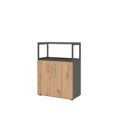 Hammerbacher Regalschrank FlexWall 800 x 1.100 x 417 mm (B x H x T) Flügeltür ohne Rollen Holz