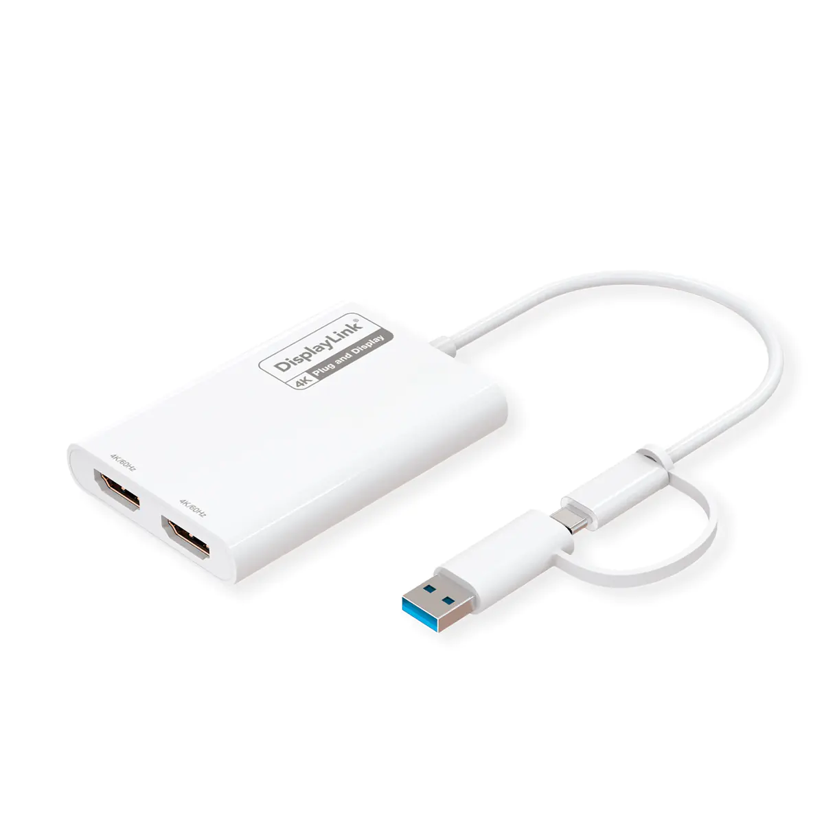 ROLINE Display Adapter USB Typ C A - Dual HDMI 4K60 ST/BU - Adapter - Digital/Daten