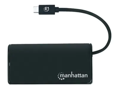 Manhattan USB-C Dock/Hub, Ports (4): USB-A (x4), 5 Gbps (USB 3.2 Gen1 aka USB 3.0), External Power Supply Not Needed, SuperSpeed USB, Black, Three Year Warranty, Retail Box - Hub - 4 x USB 3.2 Gen 1 - Desktop