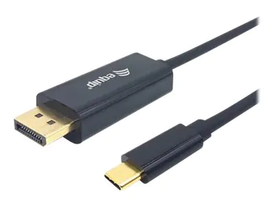 Equip - Adapterkabel - 24 pin USB-C (M) zu DisplayPort (M) - Displayport 1.2/Thunderbolt 3 - 2 m - unterstützt 4K 60 Hz (3840 x 2160), unterstützt 2K 144 Hz (2560 x 1440), unterstützt 1080 Pixel 240 Hz (1920 x 1200) - Schwarz
