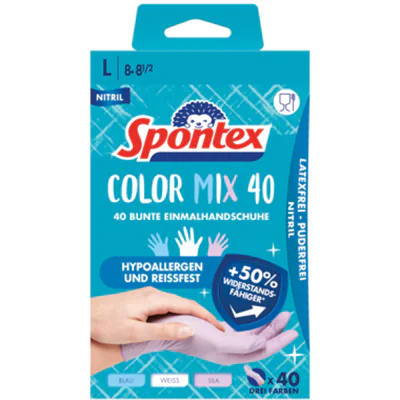 Spontex Einweghandschuhe Colormix 8 Nitril blau, weiß, lila 40 St./Pack.