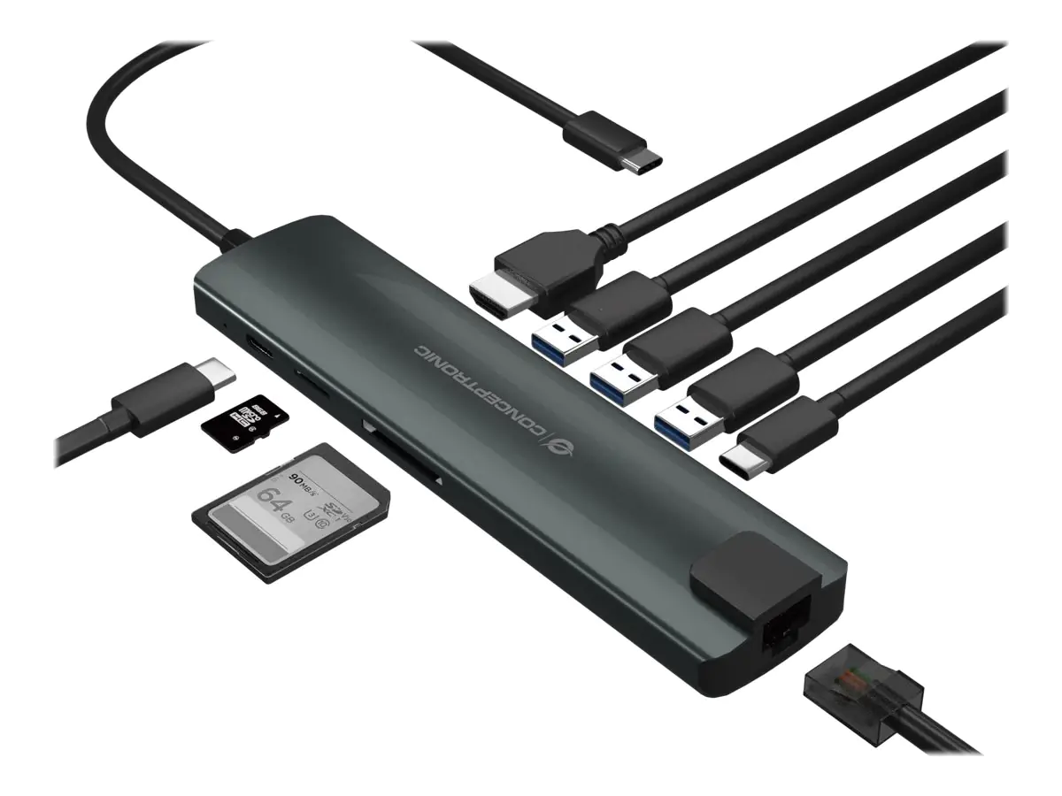 Conceptronic Dock USB-C->HDMI 2xUSB-C 100WPD+ 20cm gr