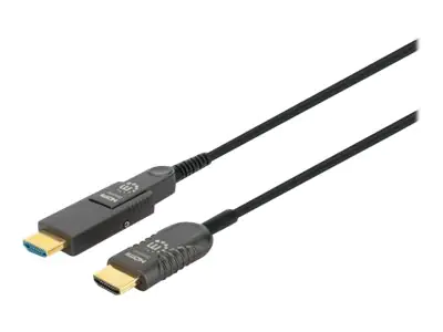 Manhattan HDMI to Micro HDMI Plenum-Rated Cable, 4K@60Hz (Premium High Speed), 50m, Active, Detachable HDMI Male (Type A), Male to Male, Black, Gold Plated Contacts, Lifetime Warranty, Polybag - Highspeed - Kit HDMI-Kabel mit Ethernet - 50 m - Hybrid Kupf