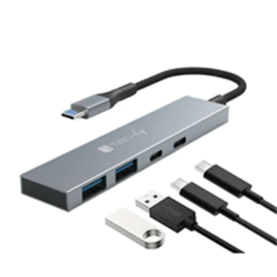 Techly Hub - schlank - 2 x USB 3.2 + 2 x USB-C 3.2 IUSB32C-HUB4AC