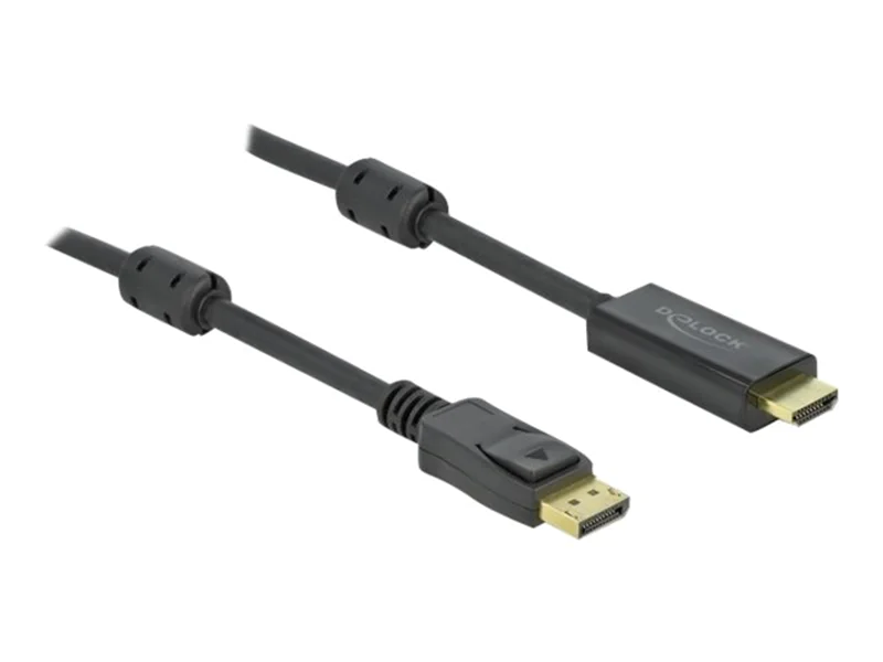 Delock - Adapterkabel - DisplayPort männlich Verriegelung zu HDMI männlich - 3 m - Dreifachisolierung - Schwarz - 4K Unterstützung, aktiv