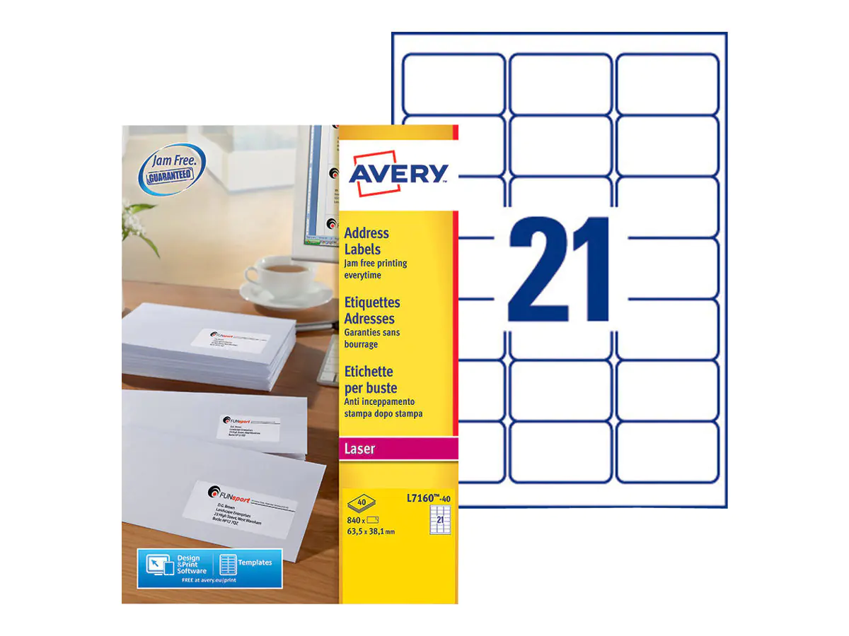 Avery Zweckform Avery - Weiß - 63.5 x 38.1 mm 840 Etikett(en) L7160-40