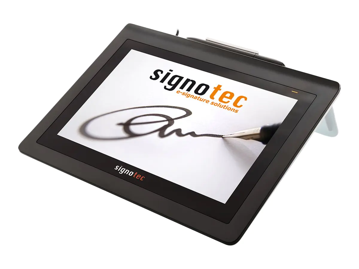 signotec Delta Touch Pen Display - Unterschriften-Terminal mit LCD Anzeige - 21.696 x 13.56 cm - elektromagnetisch - kabelgebunden - USB, Ethernet 10/100Base-TX - Pure White, RAL 7021, RAL 9010, Black Gray