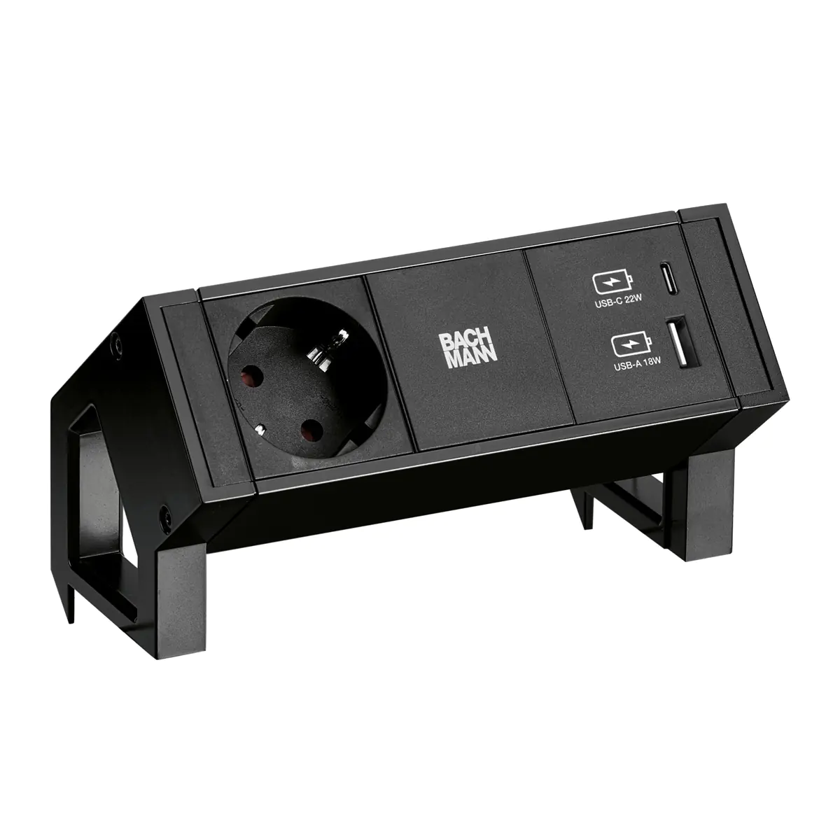 Bachmann DESK2 1x CEE7/3 USB A/C Charger Black