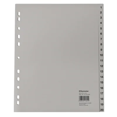 Soennecken Register 2134 DIN A4 1-20 volle Höhe Überbreite PP grau