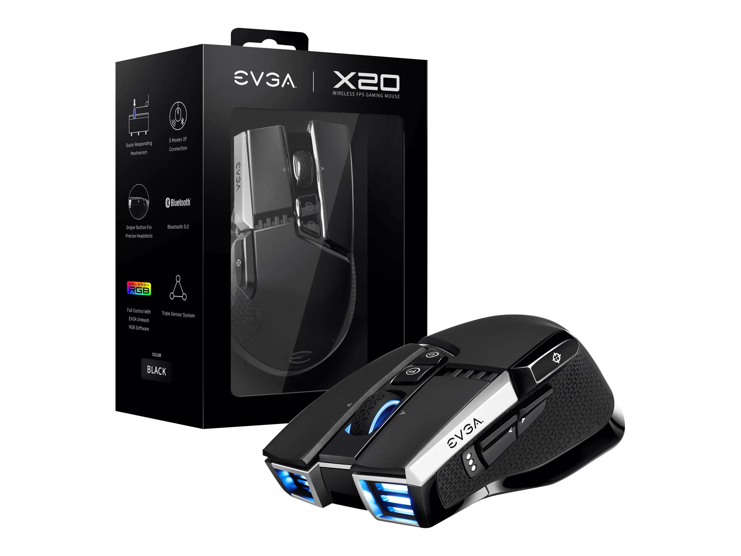 EVGA X20 - Maus - ergonomisch - optisch - 10 Tasten