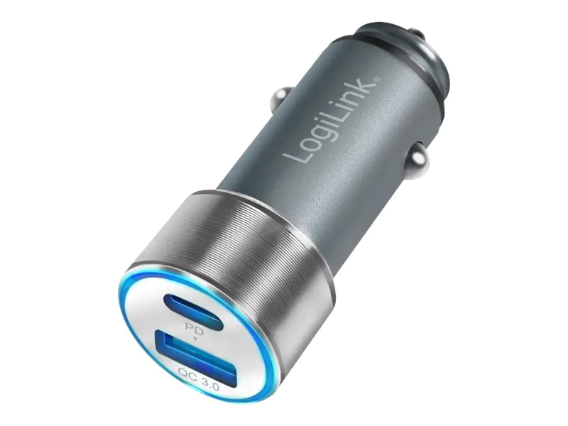 LogiLink - Auto-Netzteil - 36 Watt - 3 A - PD 3.0, QC 3.0 - 2 Ausgabeanschlussstellen (USB, 24 pin USB-C)