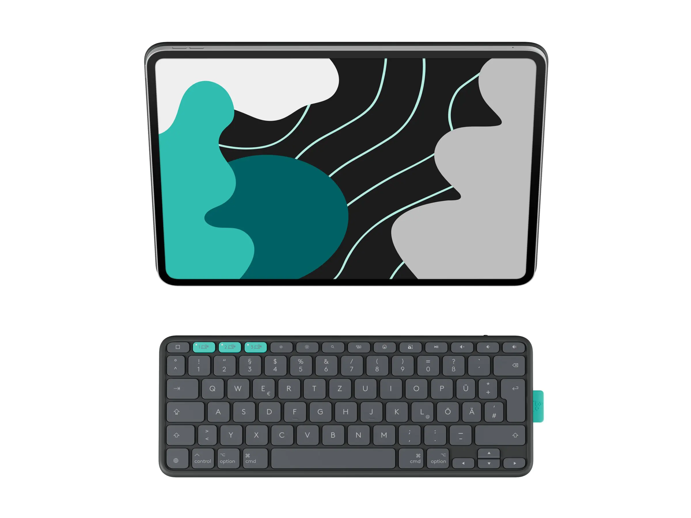 Logitech Flip Folio - Tastatur und Foliohülle - full size - kabellos - Bluetooth 5.1 LE - QWERTZ - Deutsch - Graphite
