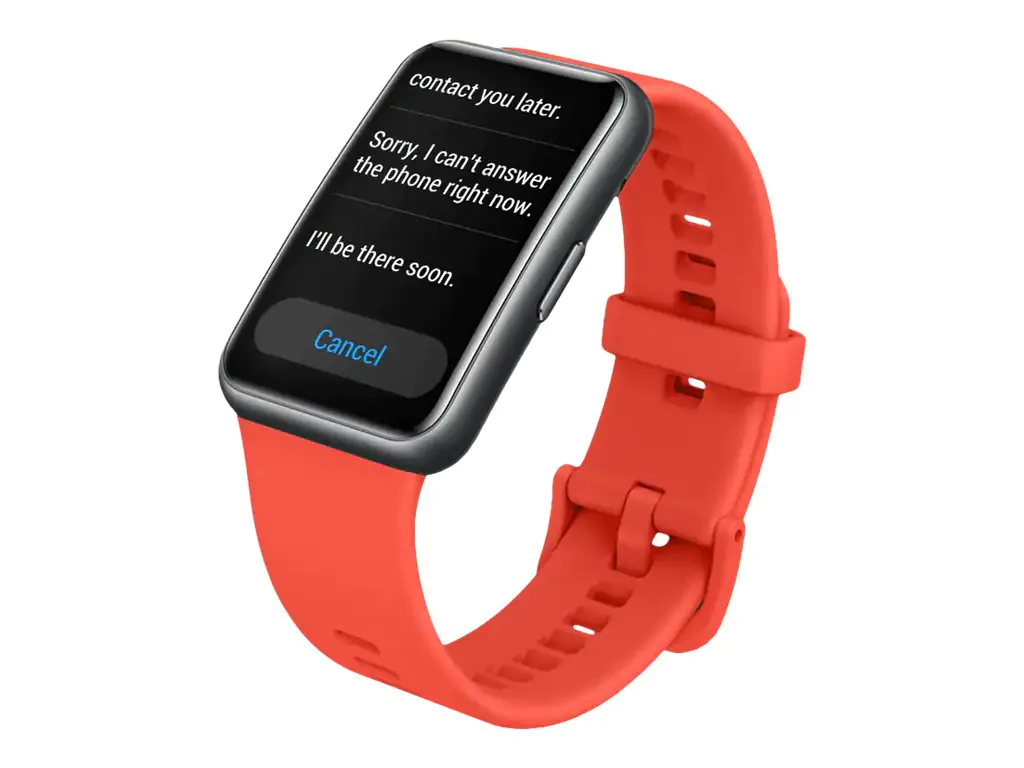 Huawei Watch Fit new - Schwarz - intelligente Uhr mit Riemen - Silikon - pomelo red - Handgelenkgröße: 130-210 mm - Anzeige 4.2 cm (1.64") - 4 GB - Bluetooth - 21 g