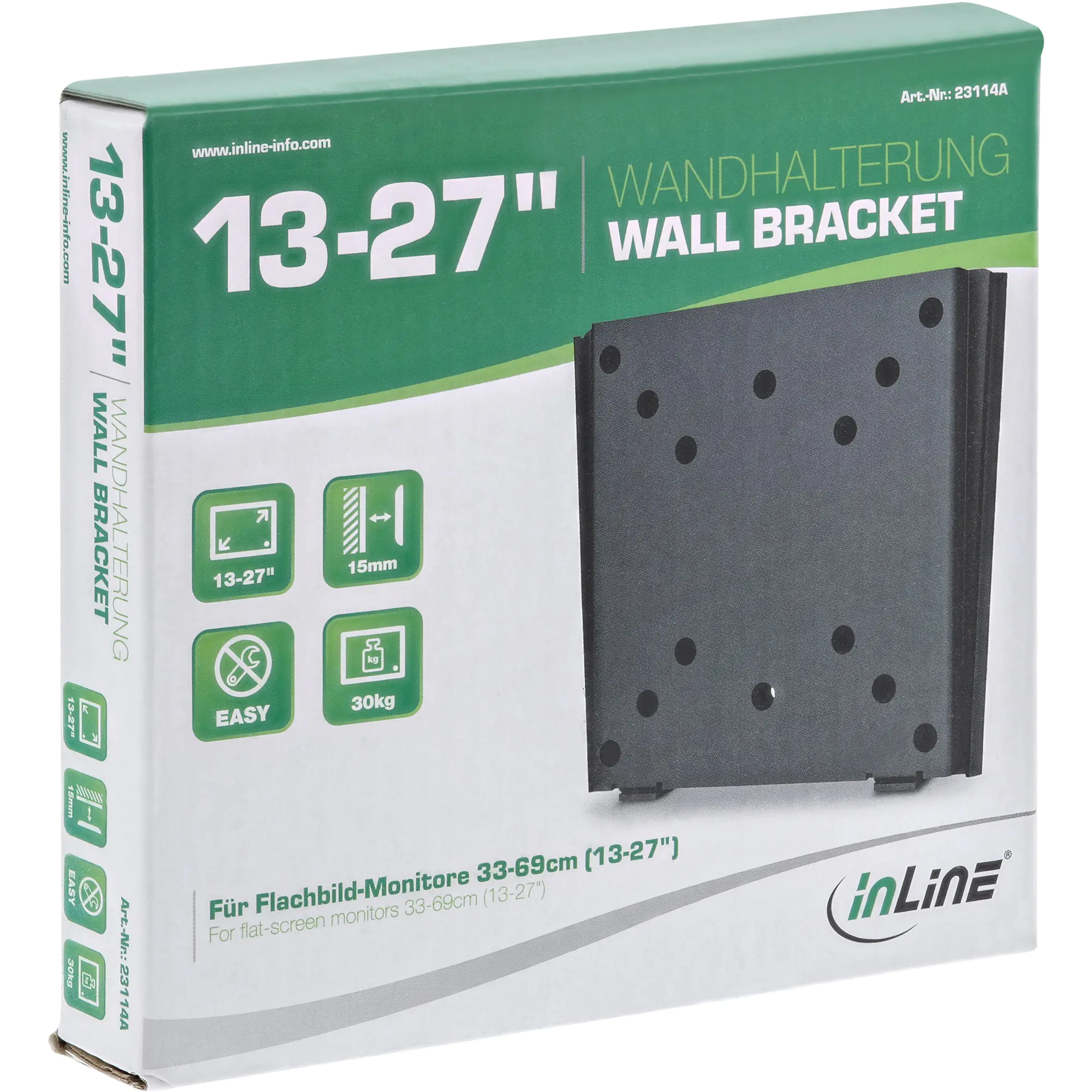 InLine Wandhalterung für Displays - VESA 50x50-100x100 - 13-27 Zoll - schwarz 23114A