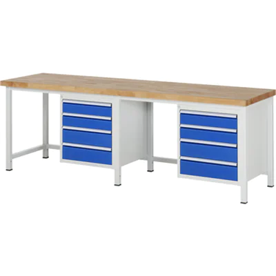 RAU Werkbank 8000 2.500 x 840-1.040 x 700 mm (B x H x T) enzianblau lichtgrau