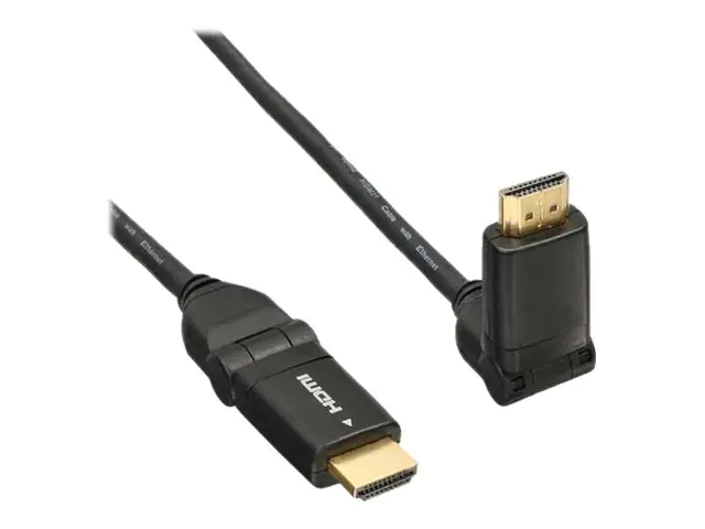 InLine High Speed - HDMI-Kabel mit Ethernet - HDMI männlich zu HDMI männlich - 3 m - dreifach abgeschirmtes Twisted-Pair-Kabel - Schwarz - 180° drehbarer Stecker