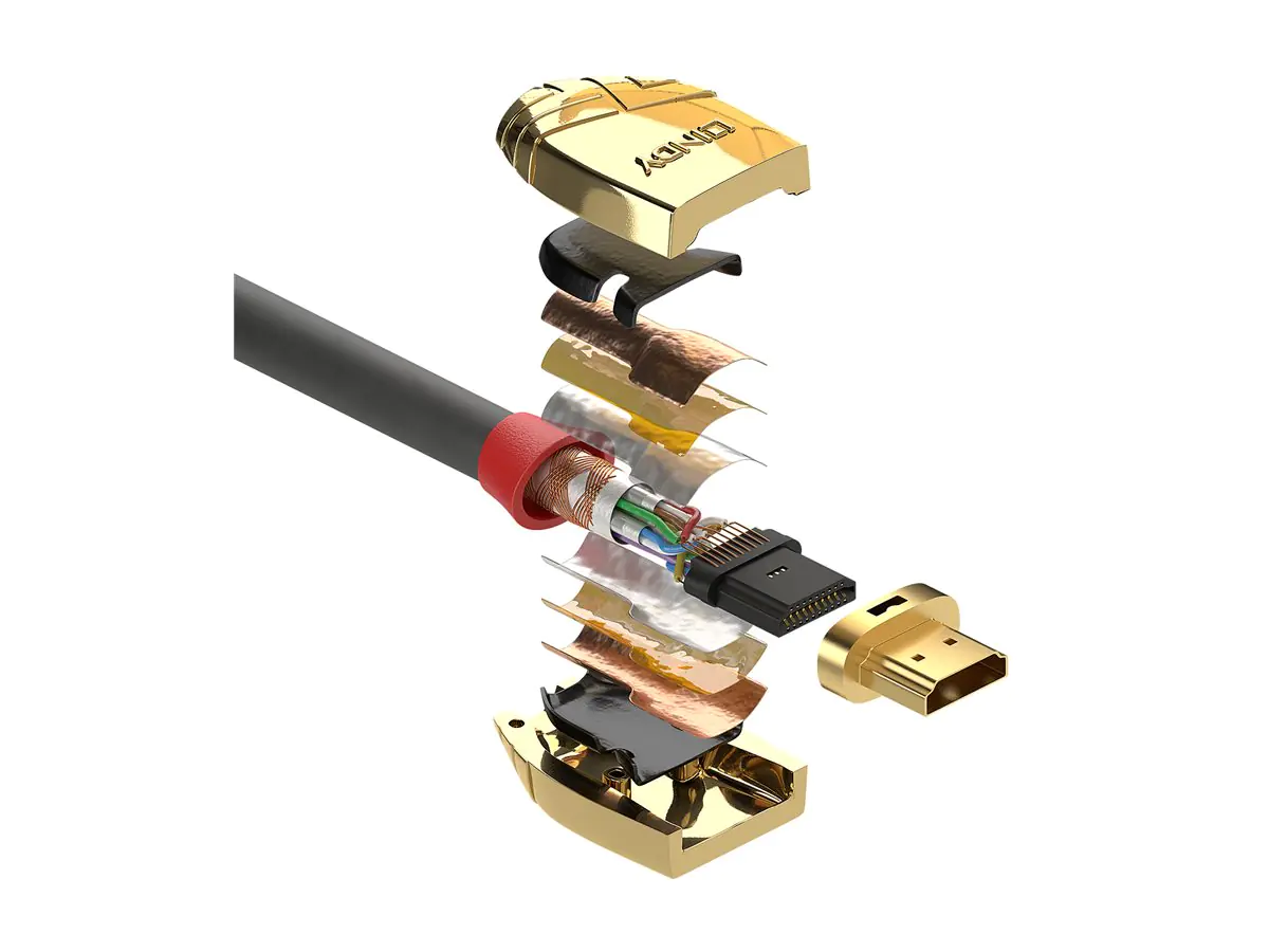 Lindy Gold Line High Speed HDMI with Ethernet - HDMI-Kabel mit Ethernet - HDMI männlich zu HDMI männlich - 2 m - Dreifachisolierung - Grau - 4K Unterstützung