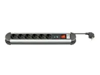 goobay NK PROTECTOR 7-6 ALUMINIUM - Überspannungsschutz - Wechselstrom 250 V - 3500 Watt - Ausgangsanschlüsse: 6 - Schwarz, Silber
