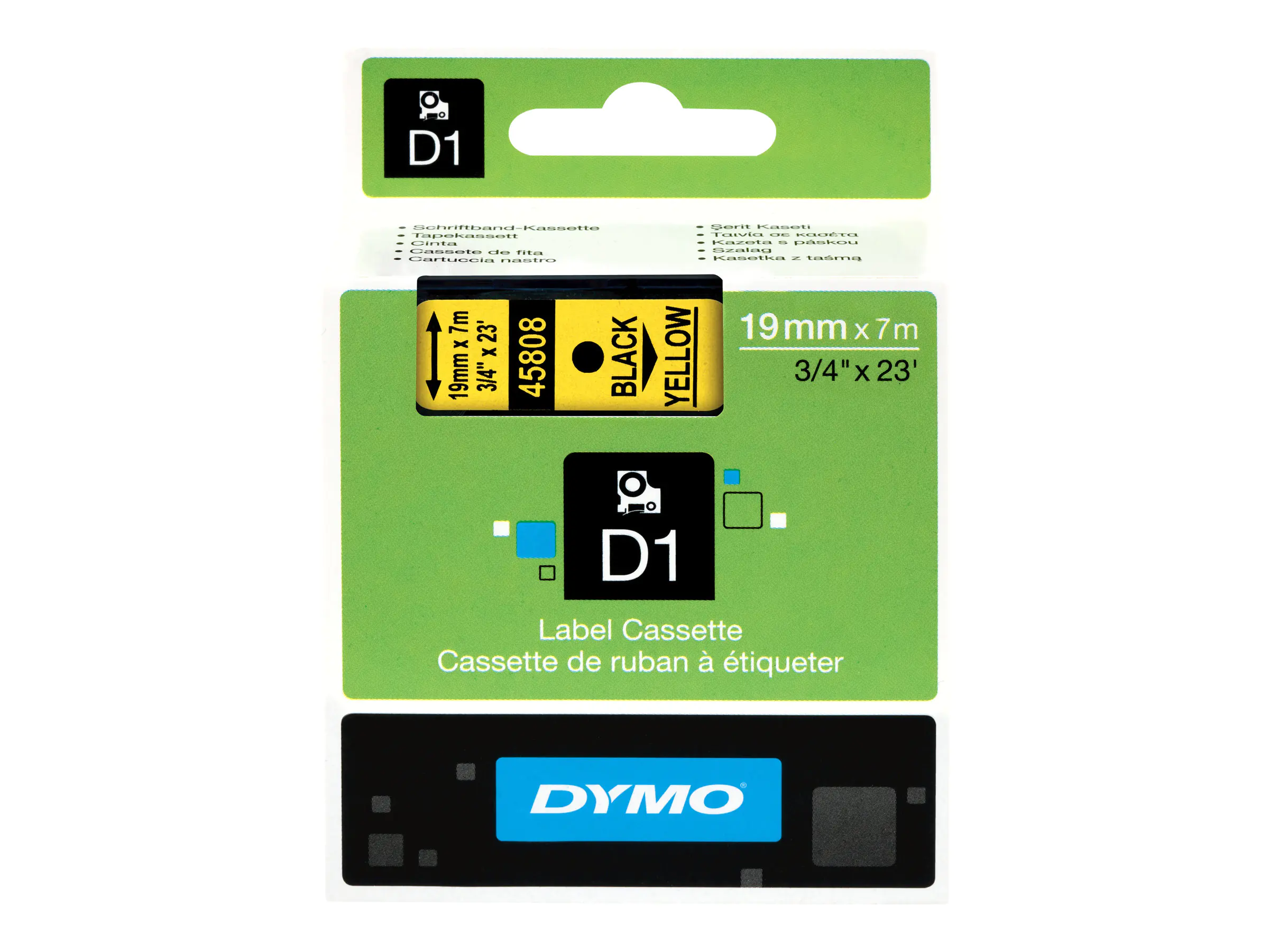 Dymo D1 - Selbstklebend - Schwarz auf Gelb - Rolle (1,9 cm x 7 m) S0720880
