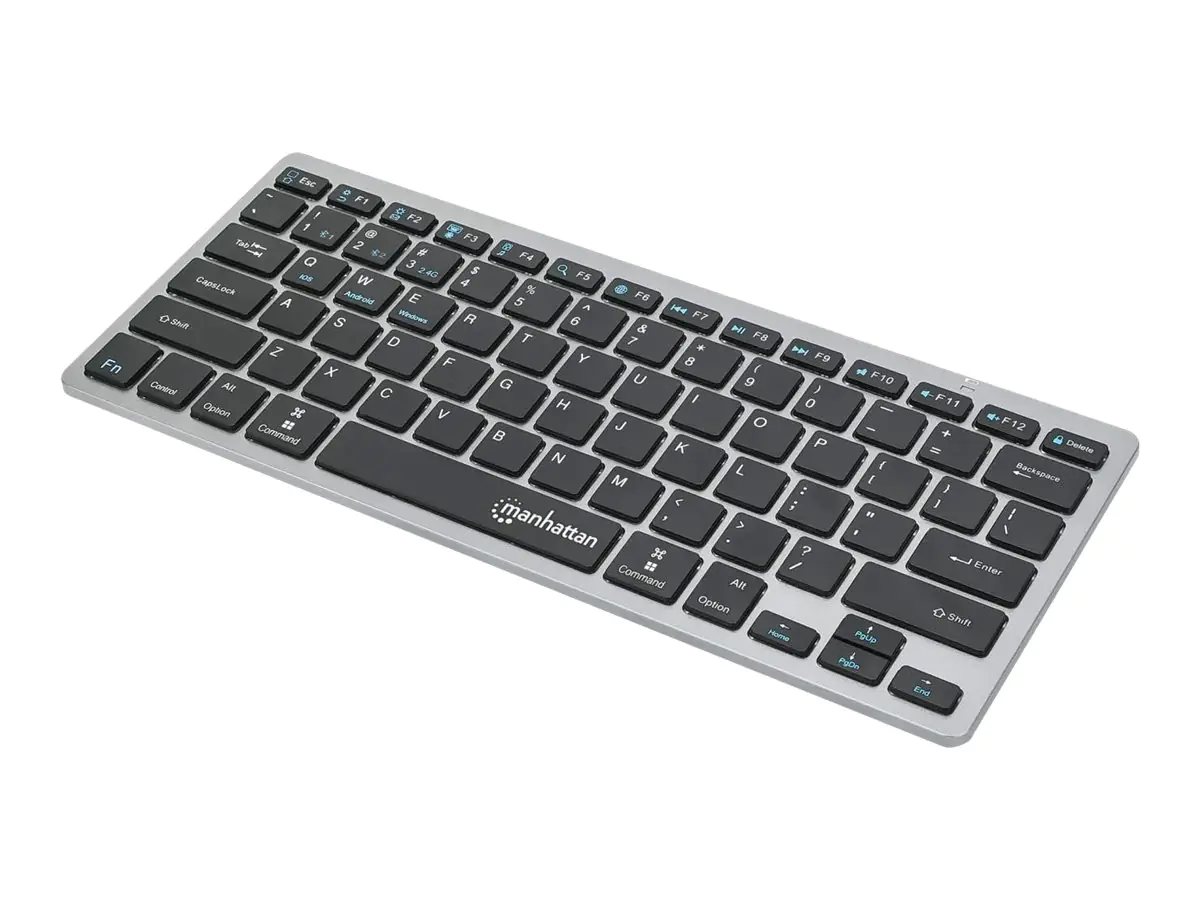 Manhattan Ultra Slim Dual-Mode - Tastatur - kabellos - 2.4 GHz, Bluetooth 3.0 - QWERTZ - USA - Schwarz/Dunkelgrau - retail