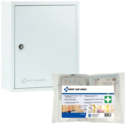 FIRST AID ONLY Verbandschrank gefüllt DIN 13169 Metall, lackiert weiß