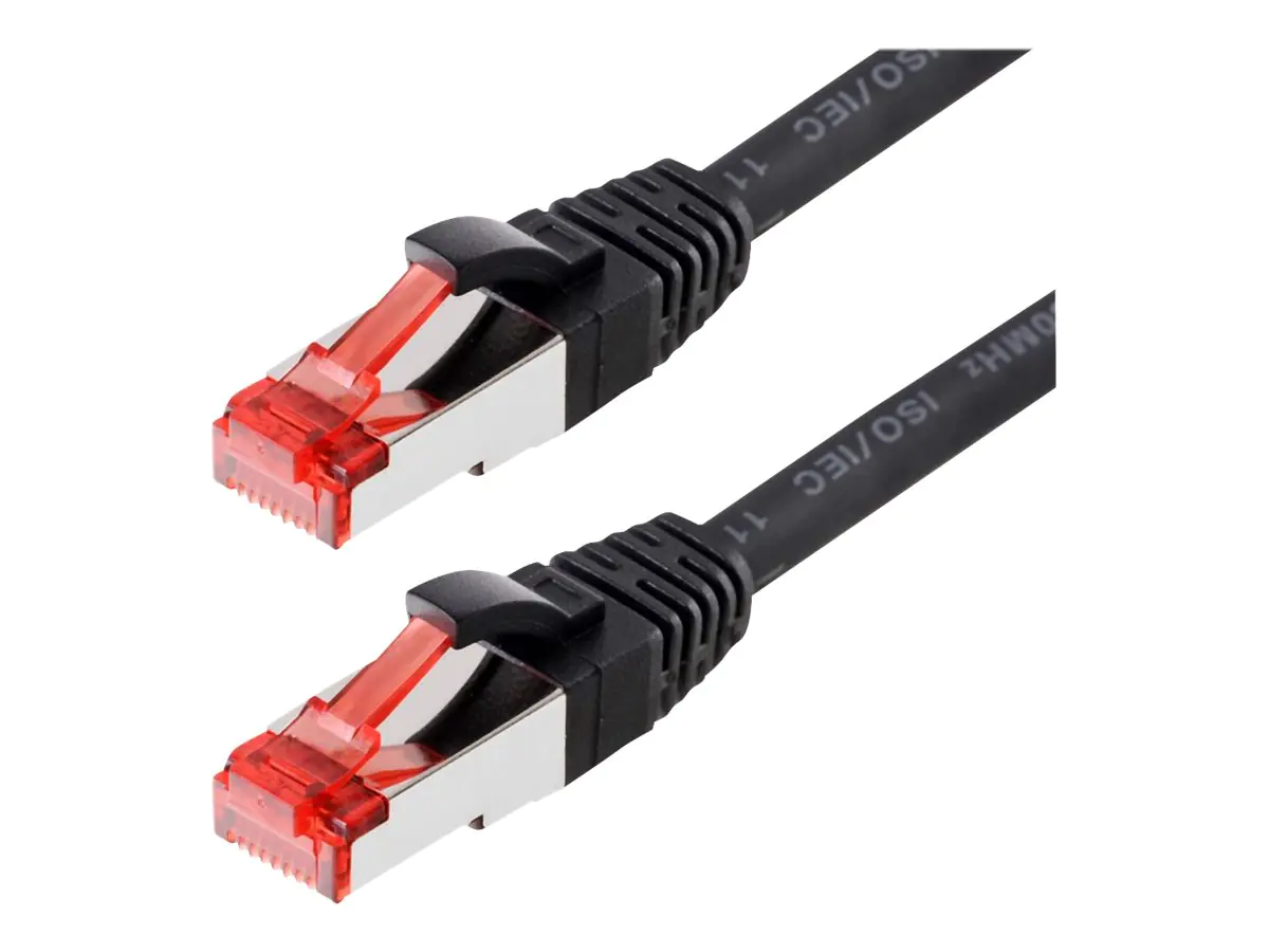 Helos - Patch-Kabel - RJ-45 (M) zu RJ-45 (M) - 5 m - SFTP, PiMF - CAT 6a - halogenfrei, geformt, ohne Haken - Schwarz