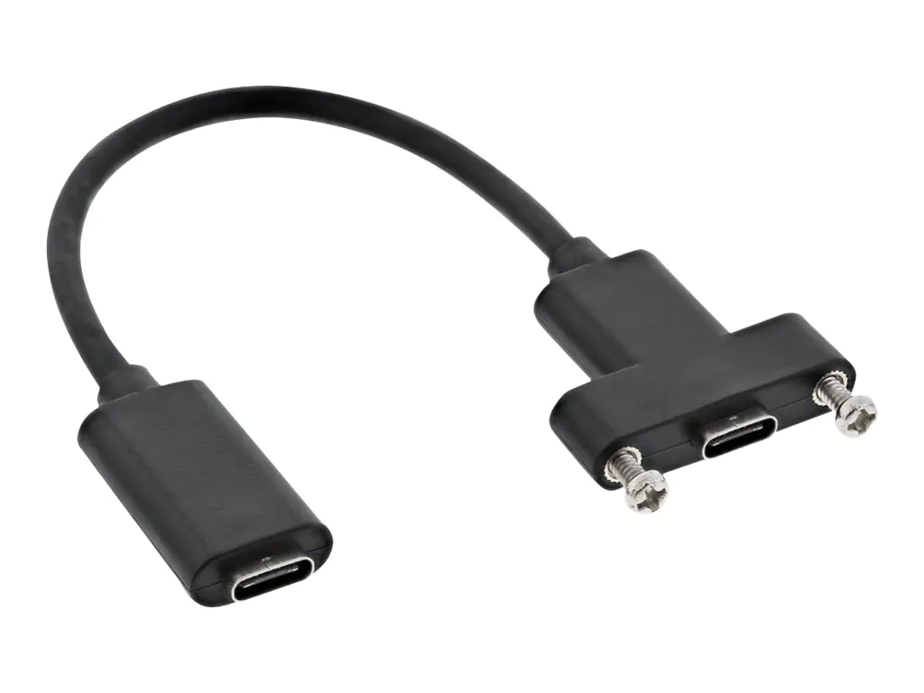InLine - USB-Kabel - 24 pin USB-C (W) gerade zu 24 pin USB-C (W) schraubbar - USB 3.1 Gen 1 - 20 cm - Schwarz