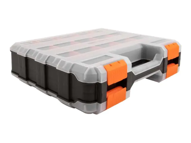 Delock - Werkzeugkiste - 2 x 17 Fächer - Kunststoff - Schwarz, orange