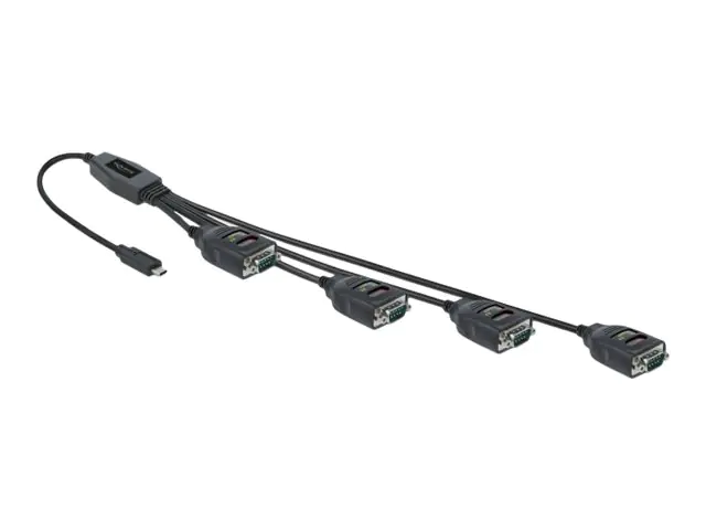Delock - Kabel USB / seriell - 24 pin USB-C (M) zu DB-9 (M) - 5 V - 90 mA - 38/48/60/72 cm - Distanzschrauben, aktiv, bi-direktional - Schwarz