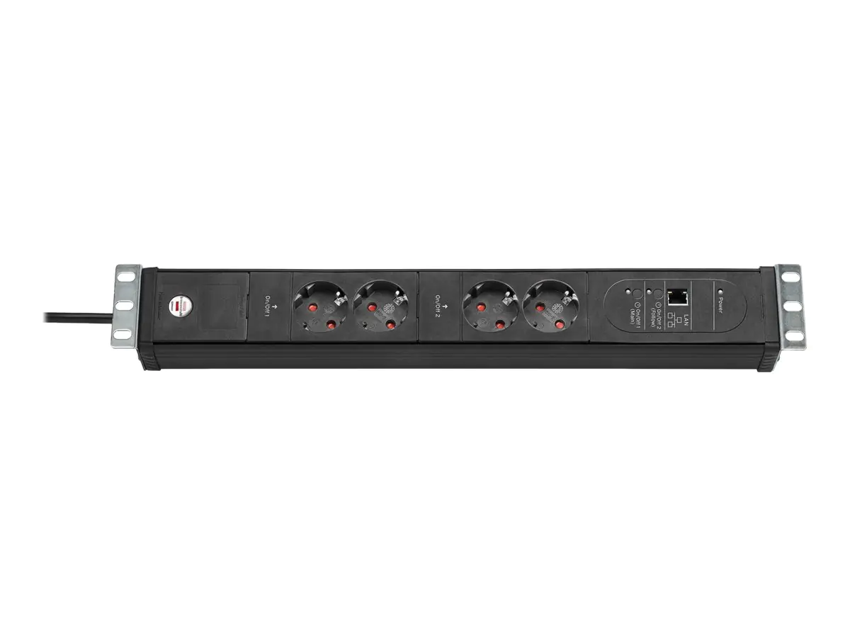 brennenstuhl Premium-Web-Line V3 - Steckdosenleiste (Rack - einbaufähig) - Ethernet - Ausgangsanschlüsse: 4 - 48.3 cm (19") - 3 m Schnur - Schwarz