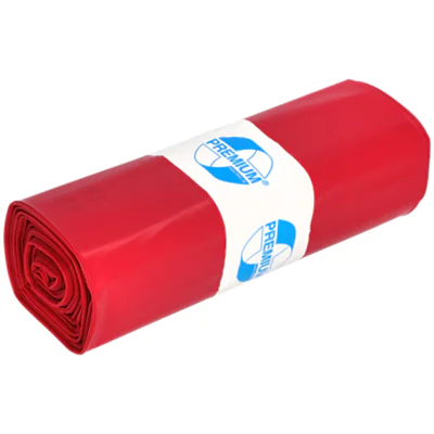 PREMIUM Müllsack Typ 100 57,5 x 100 cm (B x H) 75µm 70l LDPE, 78 % recycelt rot 25 St./Pack.