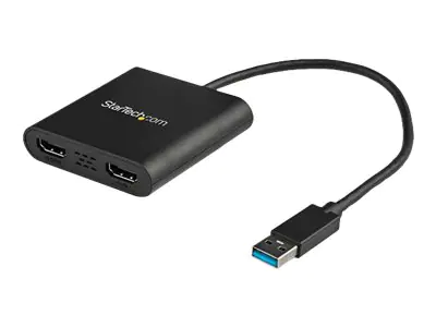 StarTech USB 3.0 to Dual HDMI Adapter - 4K 30Hz - External Video & Graphics Card - Dual Monitor Display Adapter - Supports Windows (USB32HD2) - Externer Videoadapter - MCT Trigger II - 64 MB DDR2 - USB 3.0 - 2 x HDMI - Schwarz - für P/N: HDDVIMM3, HDMM12,