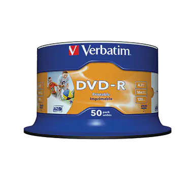 Verbatim - 50 x DVD-R - 4.7 GB 16x - breite bedruckbare Fläche für Fotos - Spindel